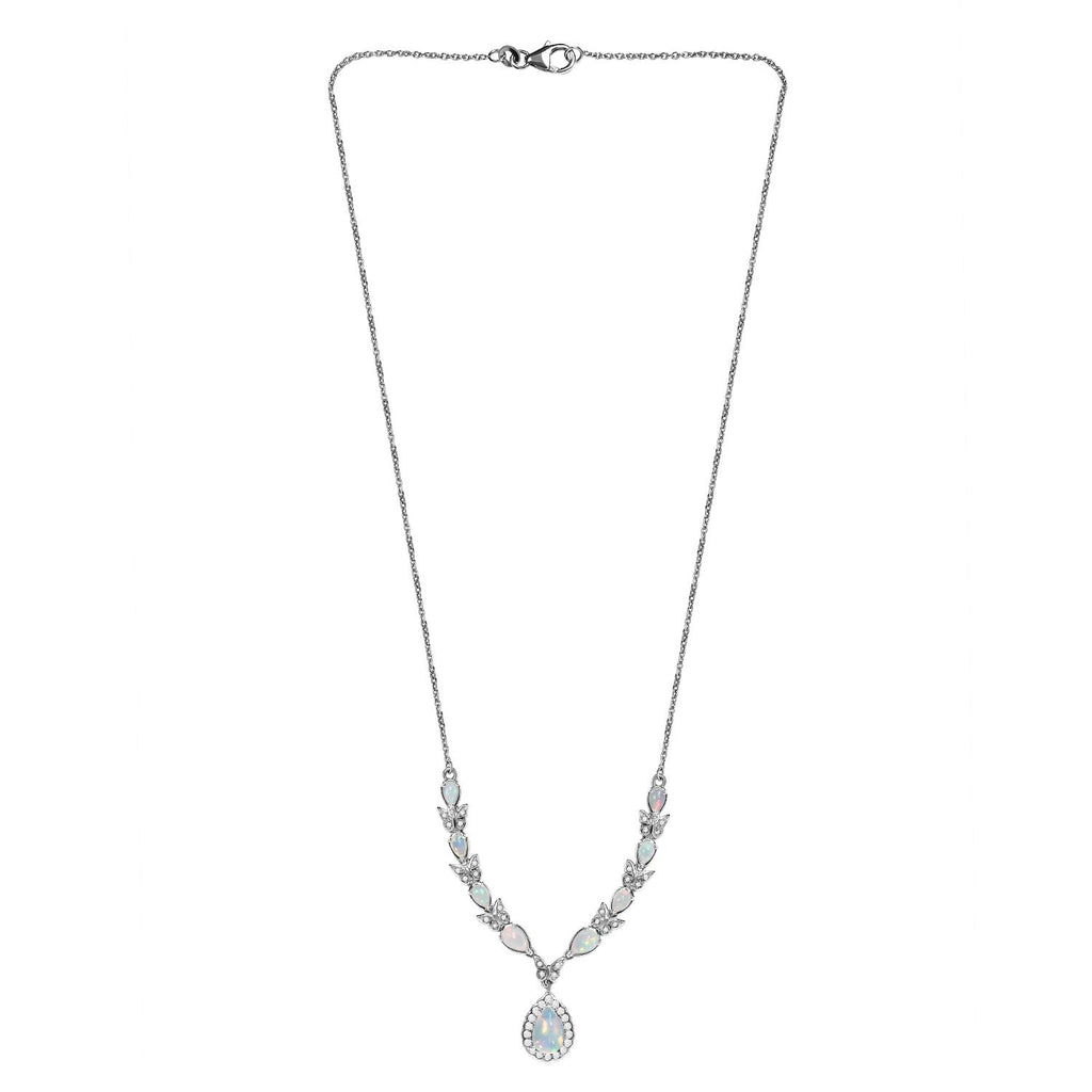 AA Natürliche, äthiopische Welo Opal Halskette, ca. 45 cm, 925 Silber platiniert ca. 2.60 ct