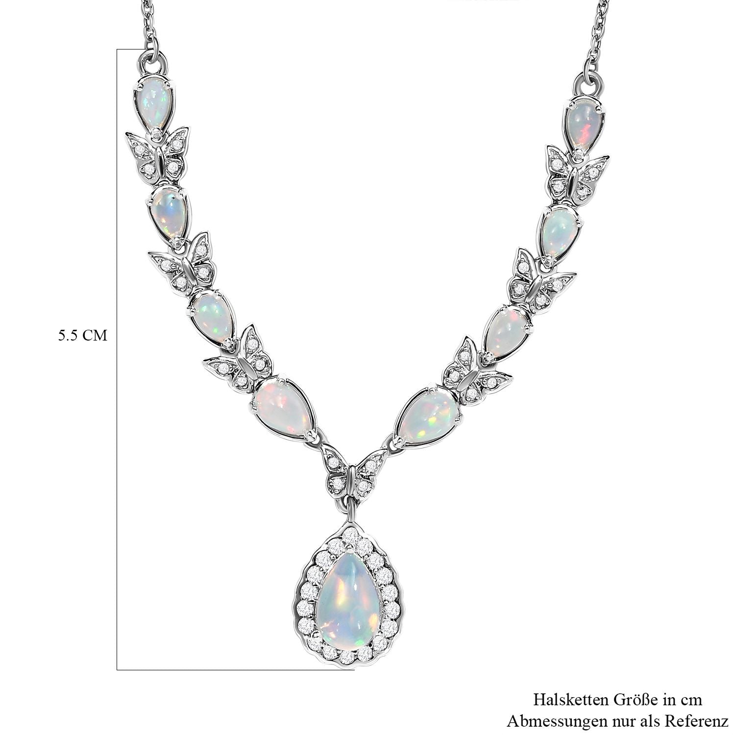 AA Natürliche, äthiopische Welo Opal Halskette, ca. 45 cm, 925 Silber platiniert ca. 2.60 ct