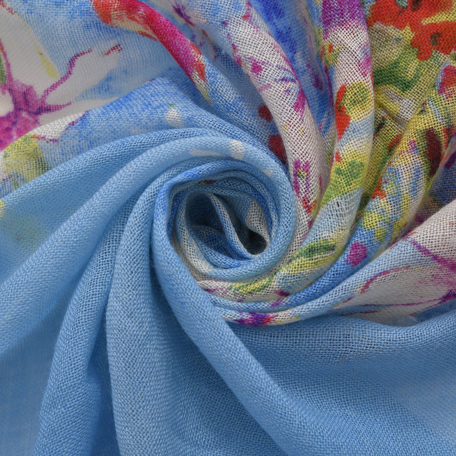 100% Merino Woll-Schal mit Quasten, 70x180cm, Mehrfarbig