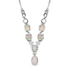 Natürliche, äthiopische Welo Opal Halskette, ca. 45 cm, 925 Silber platiniert ca. 0,83 ct