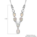 Natürliche, äthiopische Welo Opal Halskette, ca. 45 cm, 925 Silber platiniert ca. 0,83 ct
