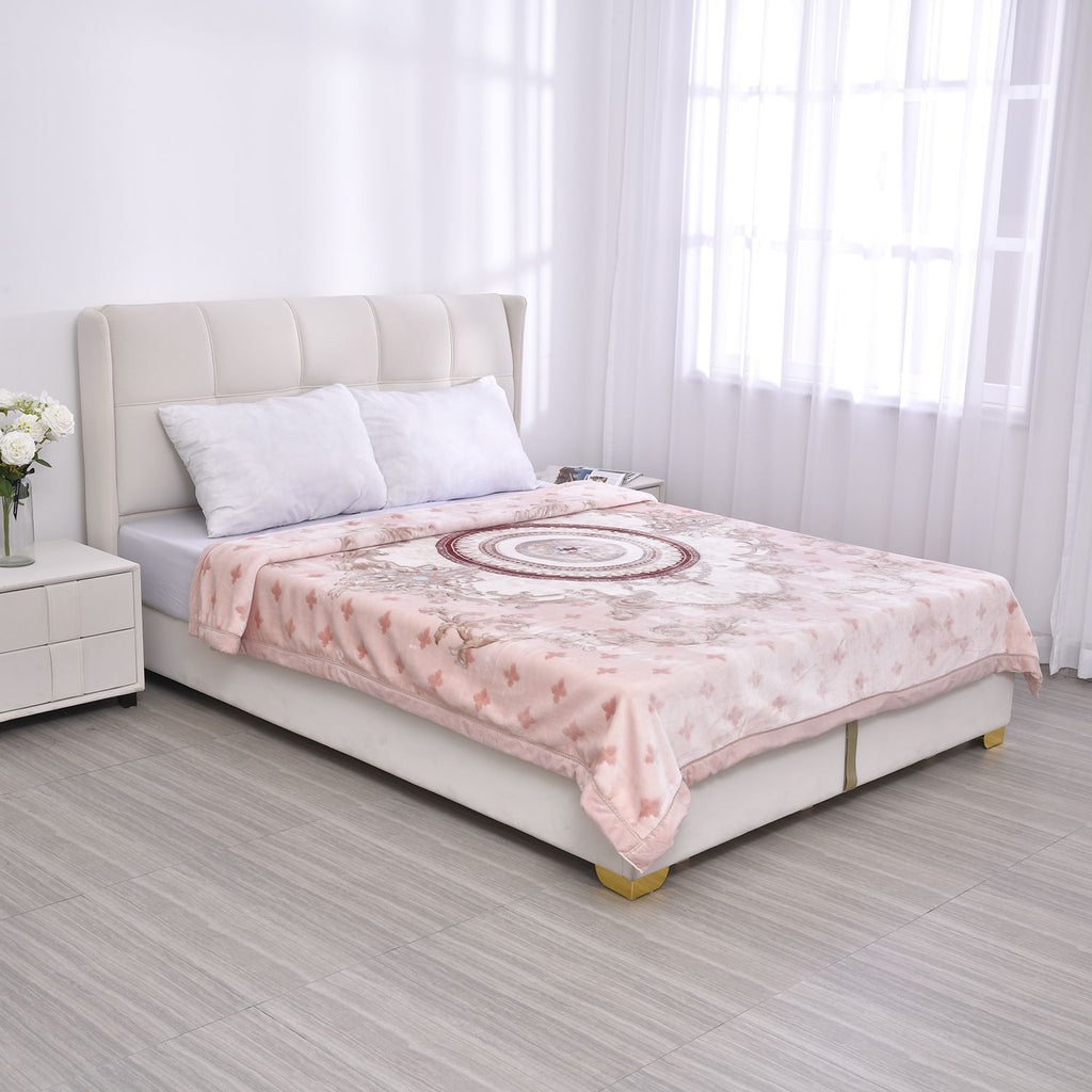 Wolkenweiche Decke mit floralem Muster, 200x230cm, beige