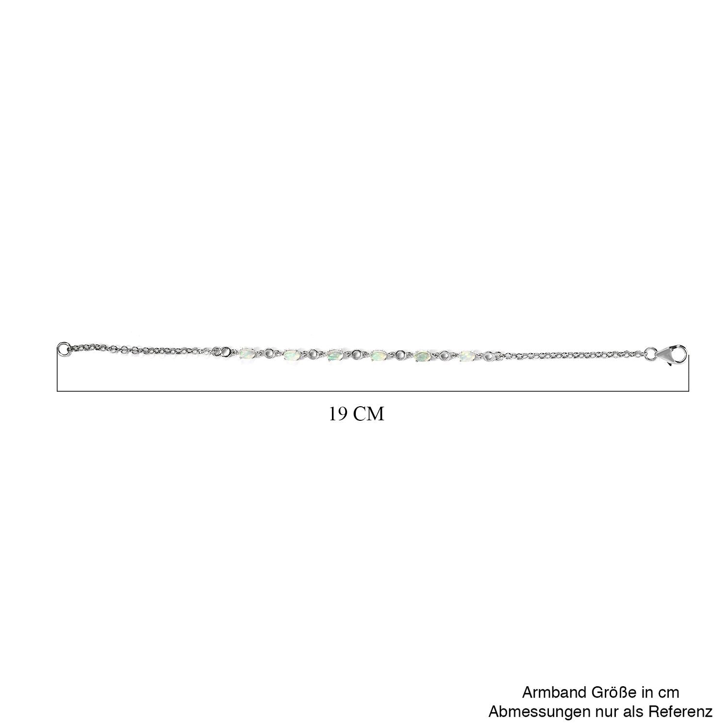 Natürliches, äthiopisches Welo Opal Armband, ca. 19 cm, 925 Silber platiniert ca. 0.97 ct