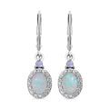 Natürliche, äthiopische Welo Opal und Tansanit-Ohrringe, 925 Silber platiniert ca. 1,60 ct