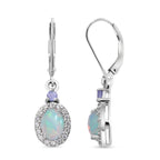 Natürliche, äthiopische Welo Opal und Tansanit-Ohrringe, 925 Silber platiniert ca. 1,60 ct