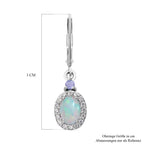 Natürliche, äthiopische Welo Opal und Tansanit-Ohrringe, 925 Silber platiniert ca. 1,60 ct