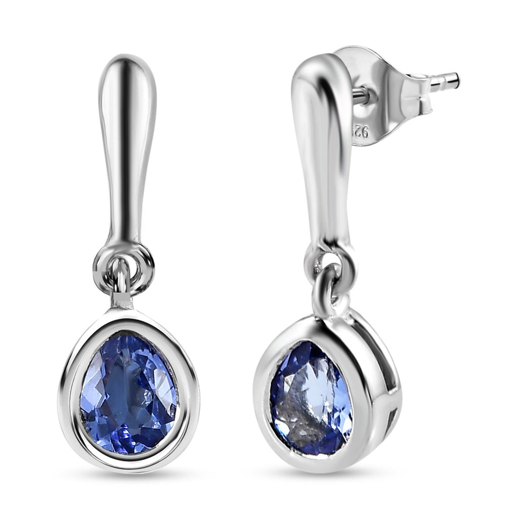 AA Tansanit-Ohrringe, 925 Silber platiniert ca. 0.62 ct