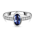 AA Tansanit und weißer Zirkon-Ring, 925 Silber platiniert (Größe 16.00) ca. 0,74 ct