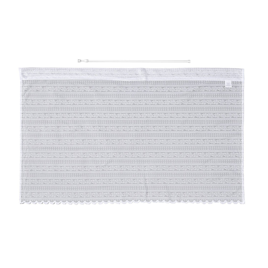 Gardinen mit verstellbarer Metallstange, gestrickter Stoff, 145x90cm, gewebt, kleine Blumen