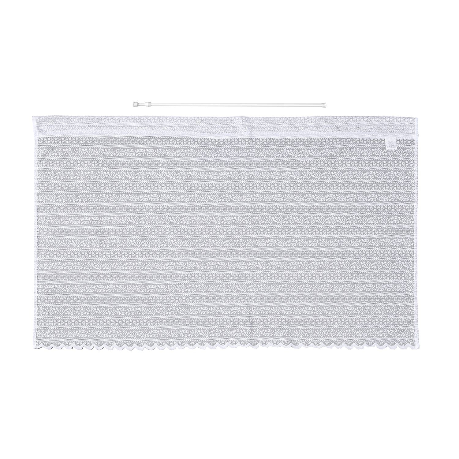 Gardinen mit verstellbarer Metallstange, gestrickter Stoff, 145x90cm, gewebt, kleine Blumen