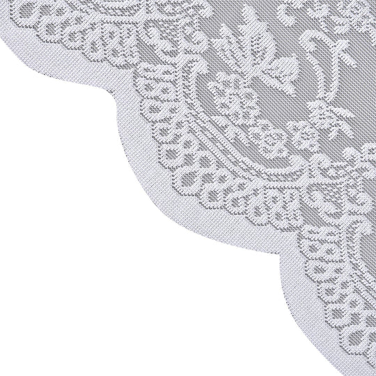 Gardinen mit verstellbarer Metallstange, gestrickter Stoff, 145x90cm, gewebt, weiß, Ranken