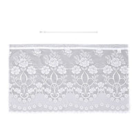 Gardinen mit verstellbarer Metallstange, gestrickter Stoff, 145x90cm, gewebt, weiß, Große Blumen