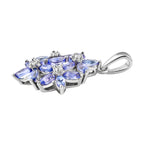 AA Tansanit und weißer Zirkon-Anhänger, 925 Silber platiniert ca. 1.73 ct
