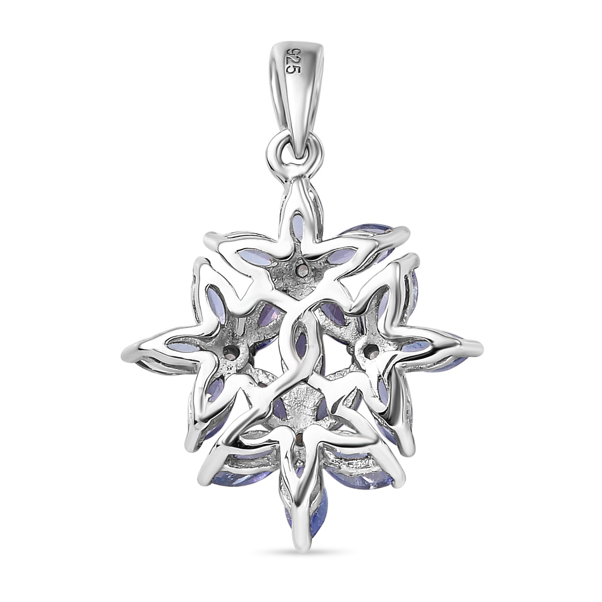 AA Tansanit und weißer Zirkon-Anhänger, 925 Silber platiniert ca. 1.73 ct