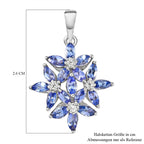 AA Tansanit und weißer Zirkon-Anhänger, 925 Silber platiniert ca. 1.73 ct