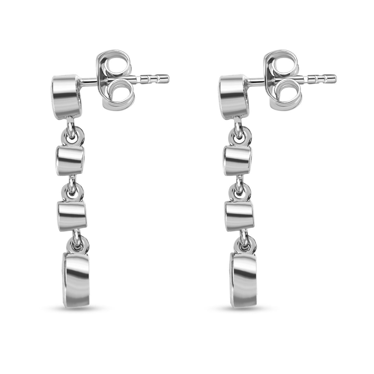 Tansanit und weiße Zirkon Ohrringe, 925 Silber platiniert, ca. 0.58 ct