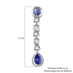 Tansanit und weiße Zirkon Ohrringe, 925 Silber platiniert, ca. 0.58 ct