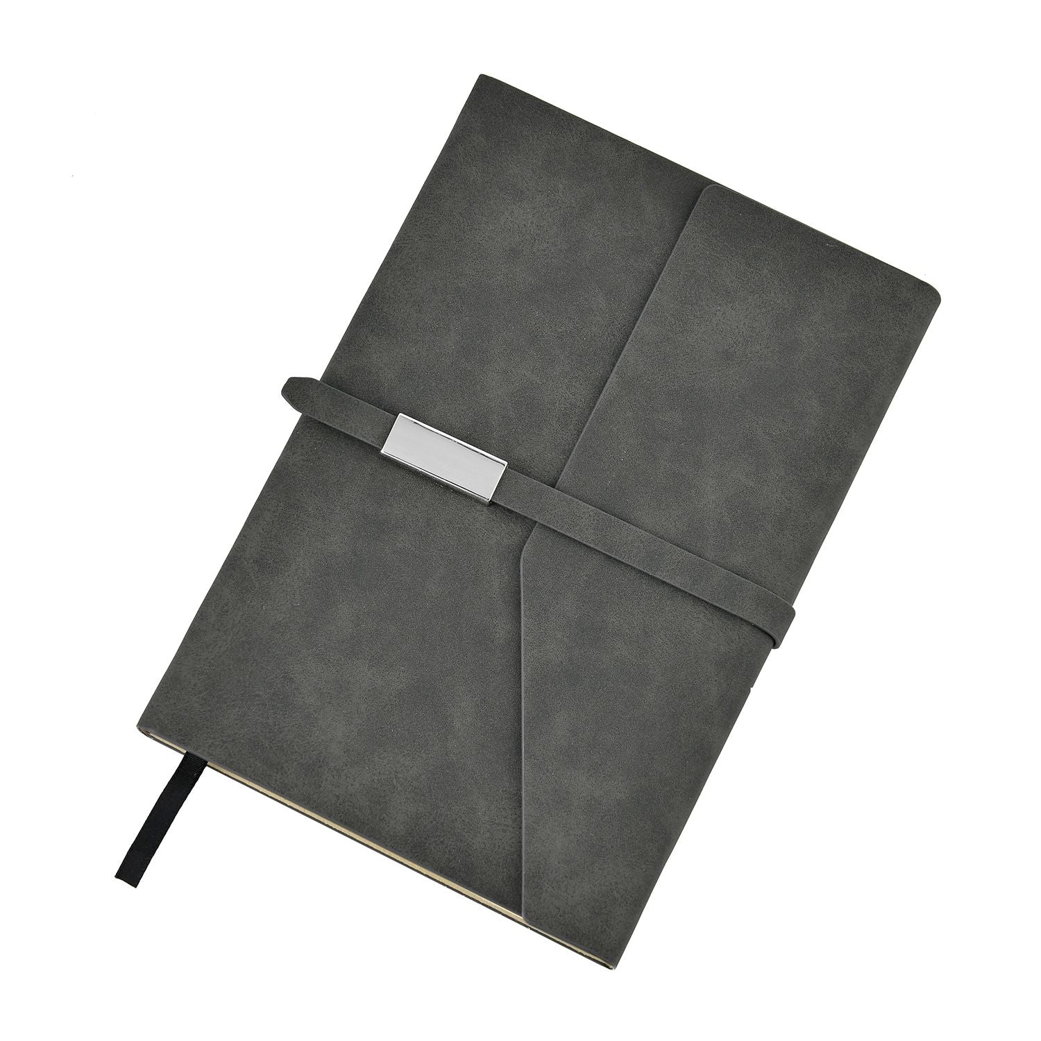 Klassisches Kunstleder-Notizbuch und Kugelschreiber-Geschenkset, 21x15 cm, grau
