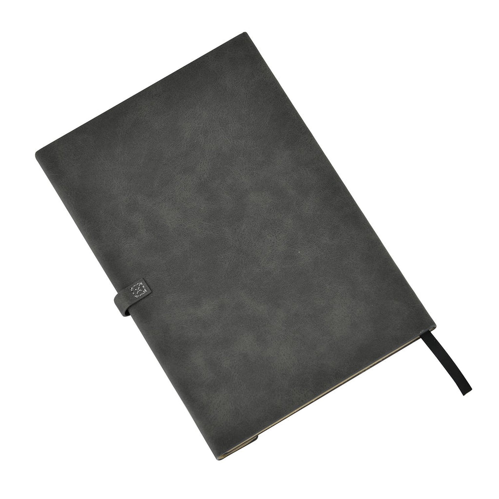 Klassisches Kunstleder-Notizbuch und Kugelschreiber-Geschenkset, 21x15 cm, grau