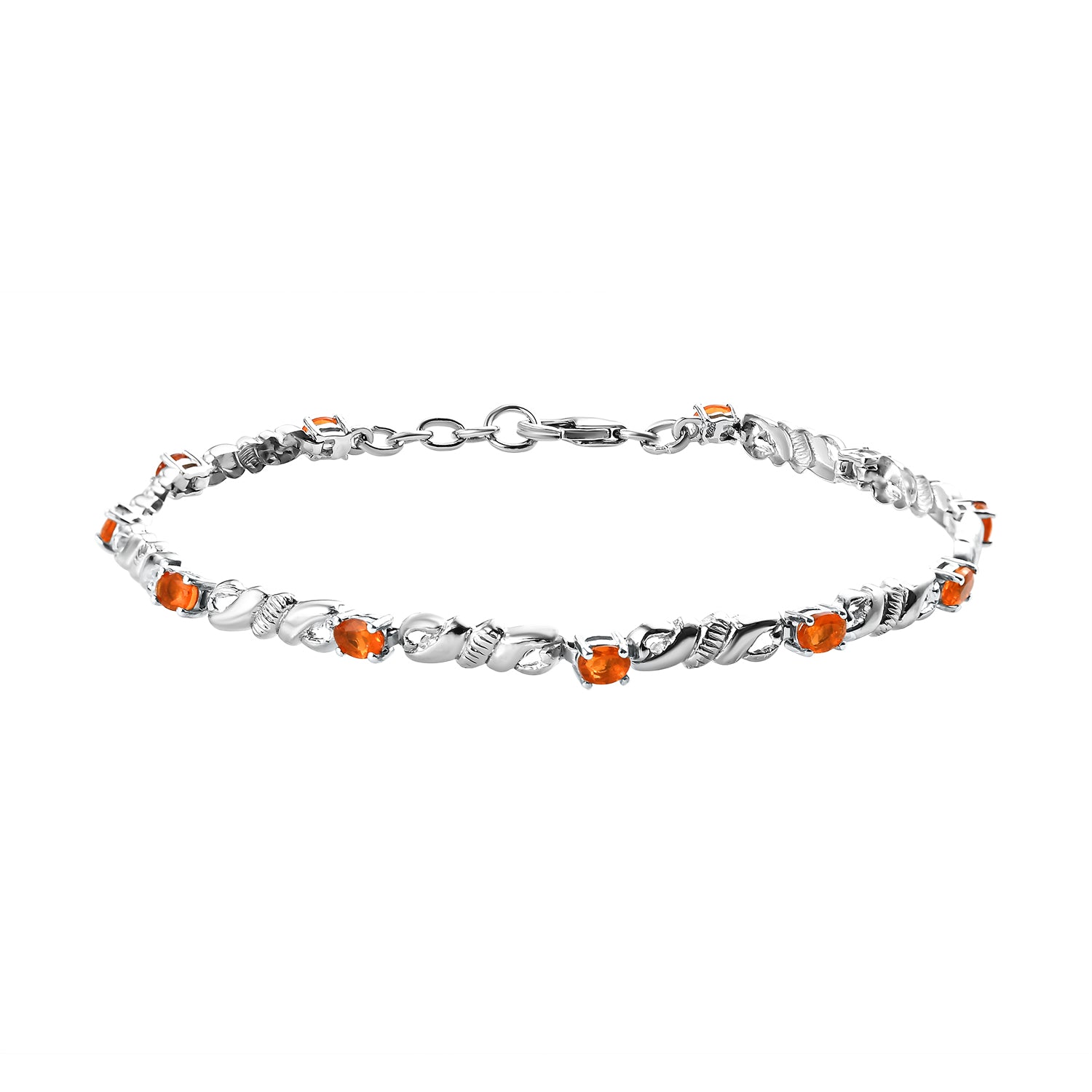 Salamanca Feueropal-Armband, ca. 20 cm, 925 Silber platiniert ca. 1,32 ct
