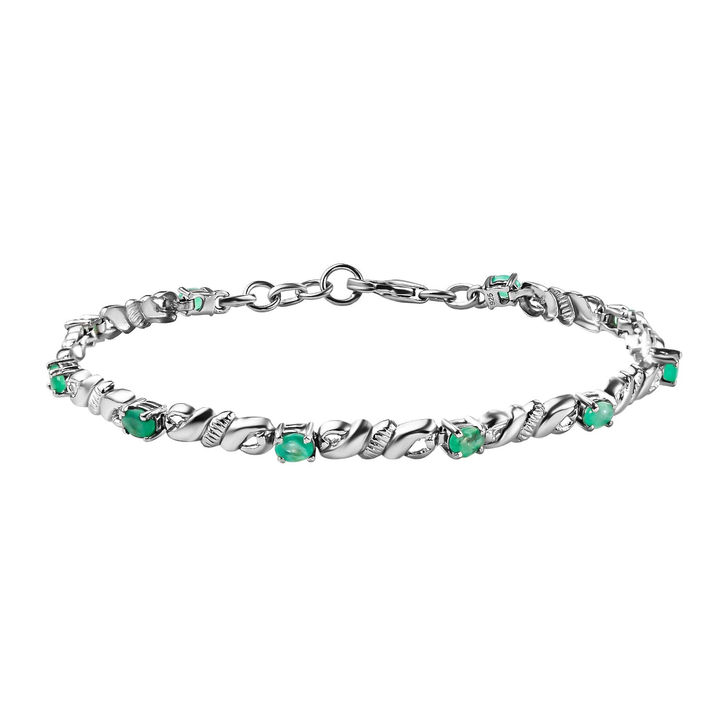 Kagem sambisches Smaragd-Armband, ca. 19 cm, 925 Silber platiniert ca. 1.29 ct