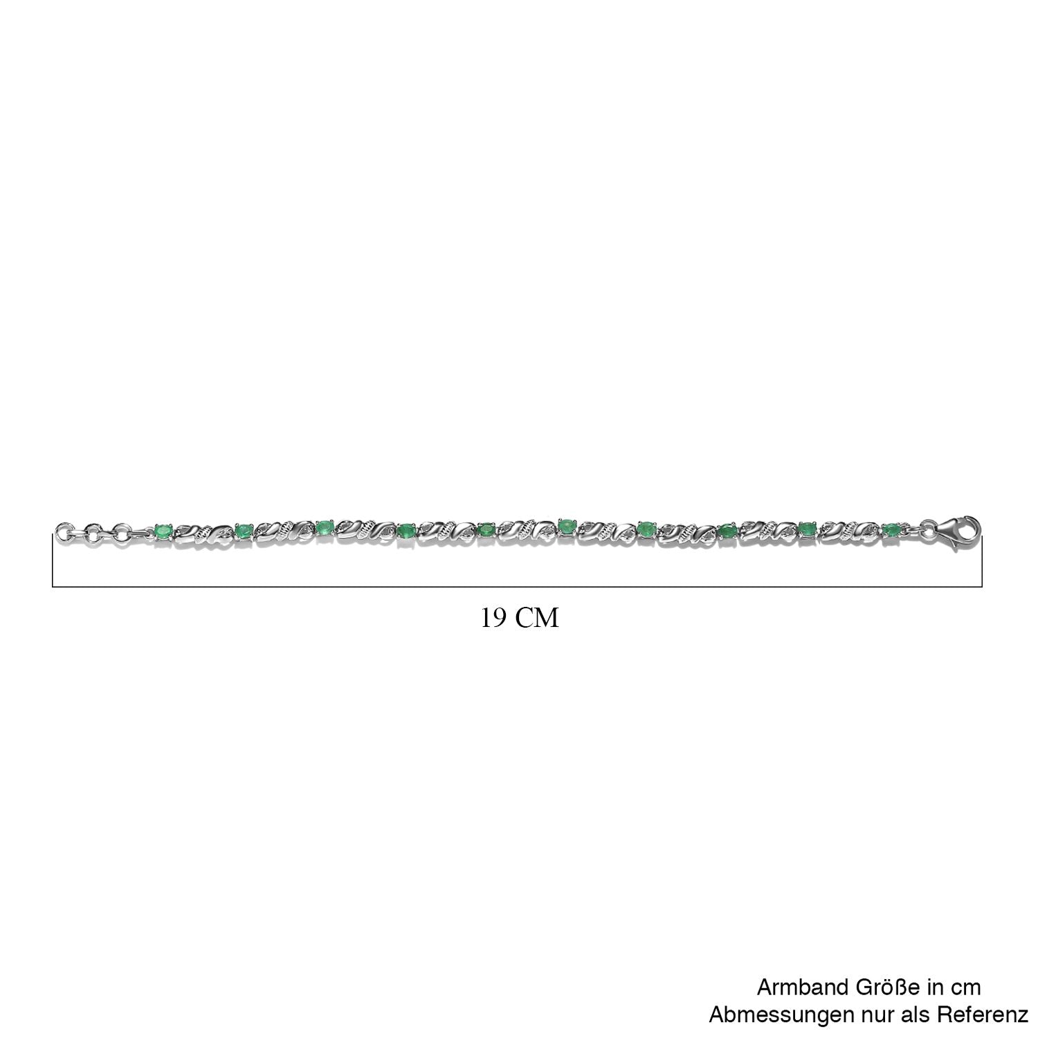 Kagem sambisches Smaragd-Armband, ca. 19 cm, 925 Silber platiniert ca. 1.29 ct