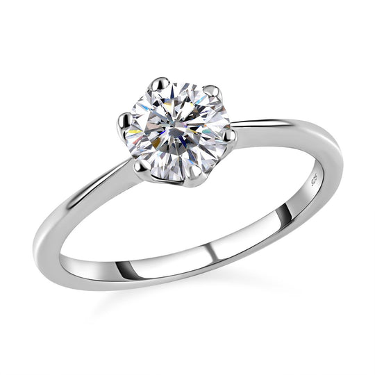 88 Facetten Moissanit-Ring, 925 Silber platiniert (Größe 20.00) ca. 0,74 ct
