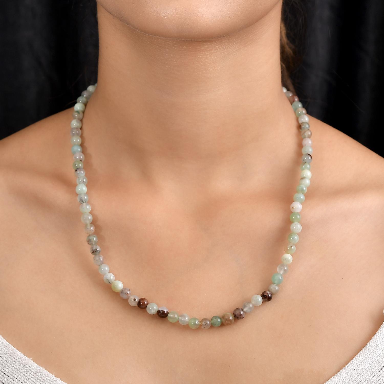 Zimbaprase Halskette, 50 cm, 925 Silber ca. 105.00 ct