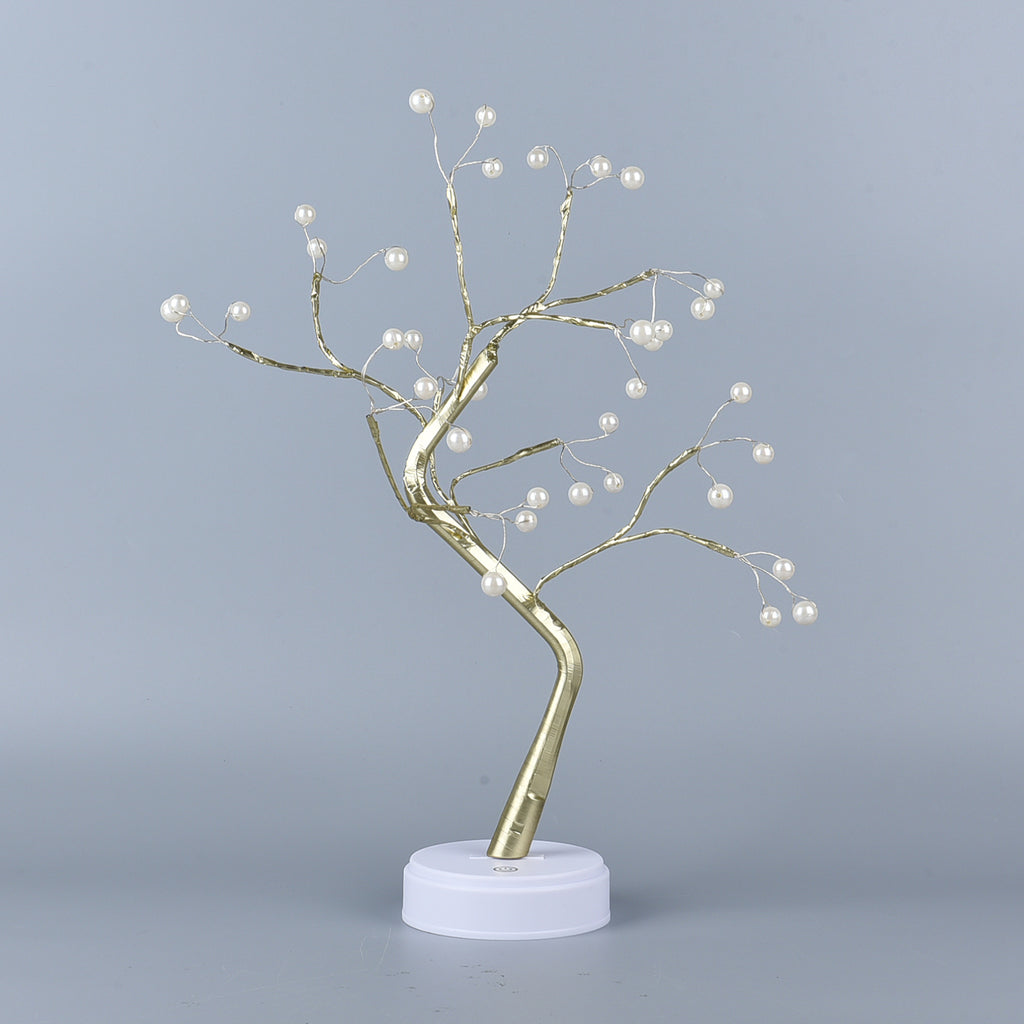 Warmweiße 36 LED Baum Lampe, Größe 50 cm, 3xAA (nicht inkl.), Gold und Weiß