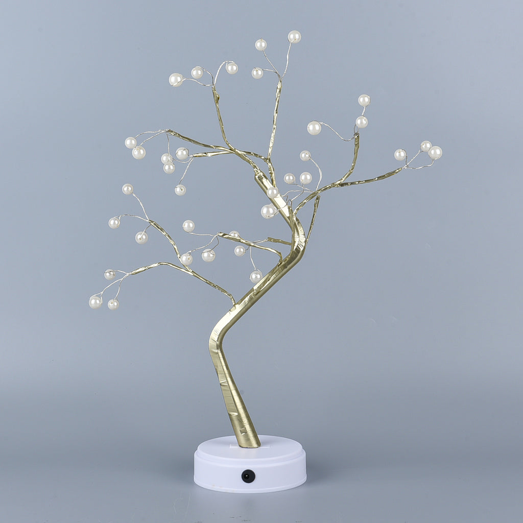 Warmweiße 36 LED Baum Lampe, Größe 50 cm, 3xAA (nicht inkl.), Gold und Weiß