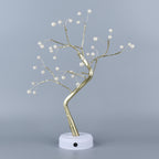 Warmweiße 36 LED Baum Lampe, Größe 50 cm, 3xAA (nicht inkl.), Gold und Weiß