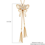 Weiße Kristall Schmetterling-Halskette, ca. 73.75 cm, goldfarben