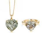 D'Joy AA Prasiolith Ring und Anhänger mit 50cm Kette