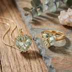 D'Joy AA Prasiolith Ring und Anhänger mit 50cm Kette