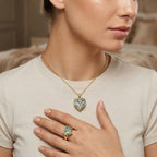 D'Joy AA Prasiolith Ring und Anhänger mit 50cm Kette