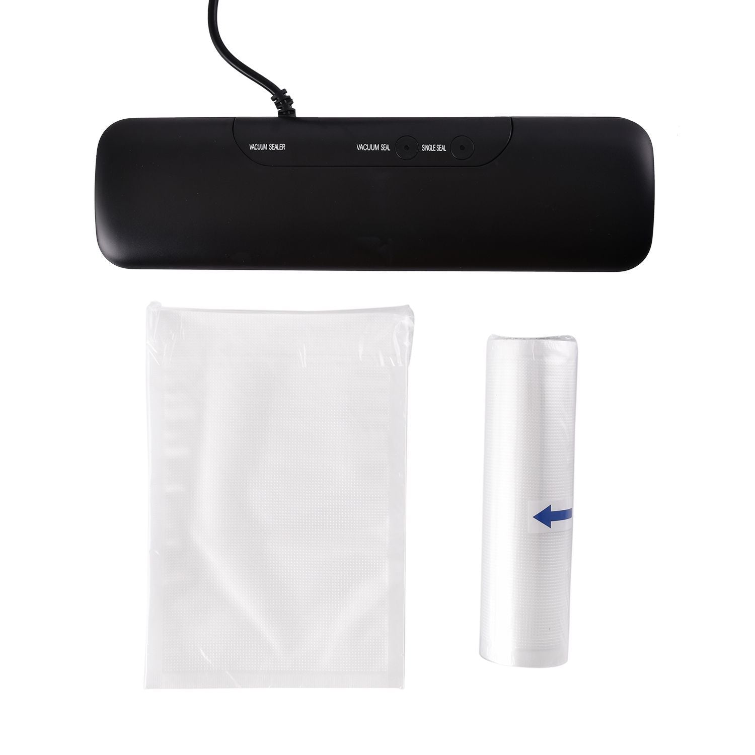 HOMESMART - Vakuumverpackungsmaschine, inkl. 30 Beutel und 6m Rolle, 37,5x18,5x8,5 cm, schwarz
