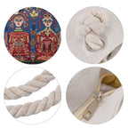 Jacquard gewebte Jute-Tasche mit Mond Design, 42x34 cm, Antik