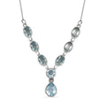 Himmelblaue Topas Halskette, ca. 45 cm, Edelstahl ca. 5.18 ct