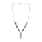 Himmelblaue Topas Halskette, ca. 45 cm, Edelstahl ca. 5.18 ct
