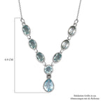 Himmelblaue Topas Halskette, ca. 45 cm, Edelstahl ca. 5.18 ct