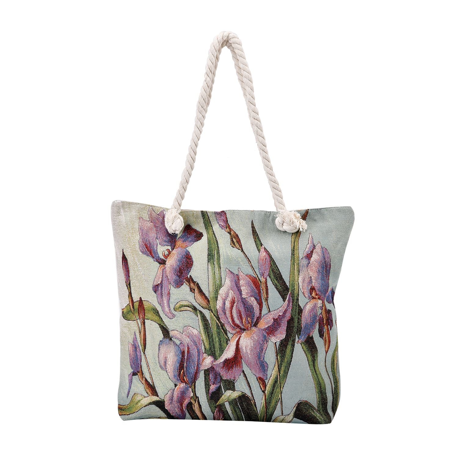Jacquard gewebte Jute-Tasche, mit Lilie Design, 42x34 cm