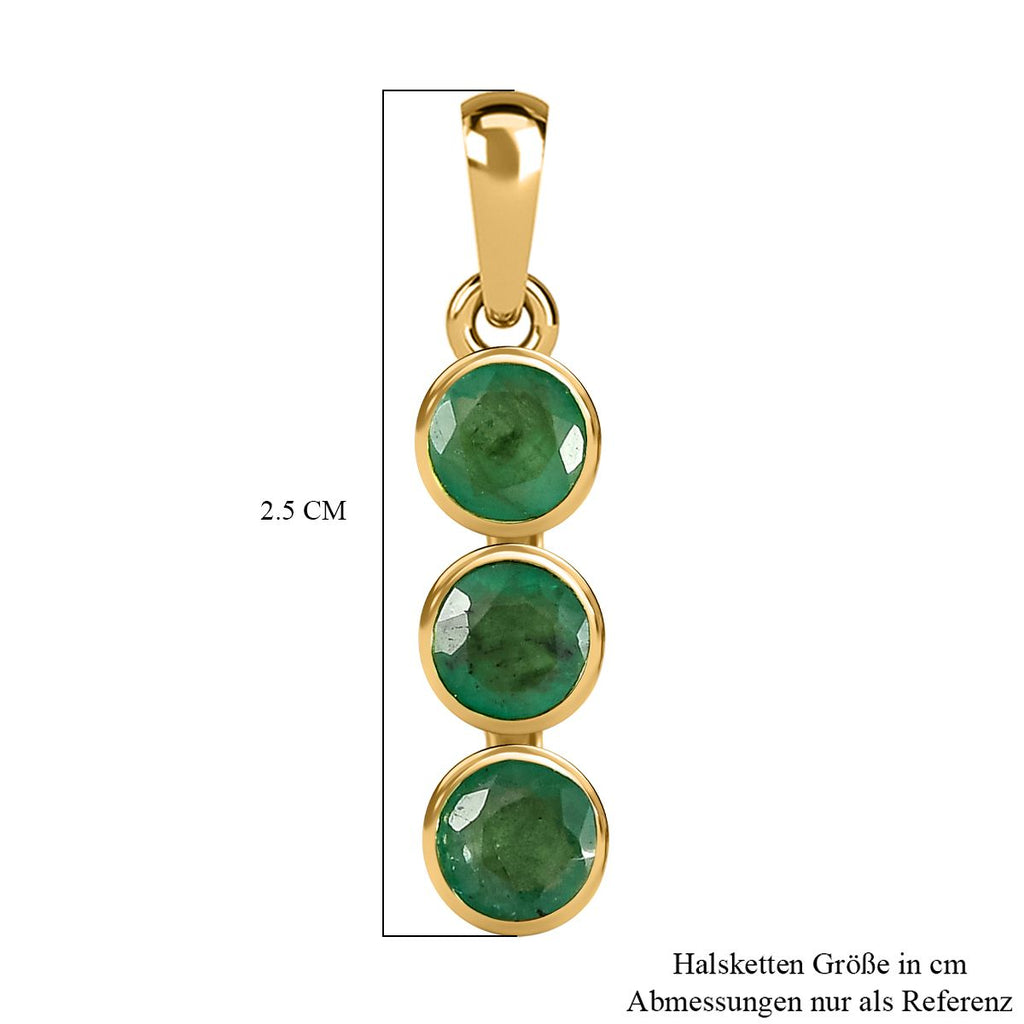 Kagem sambischer Smaragd Anhänger, 925 Silber vergoldet ca. 0.74 ct