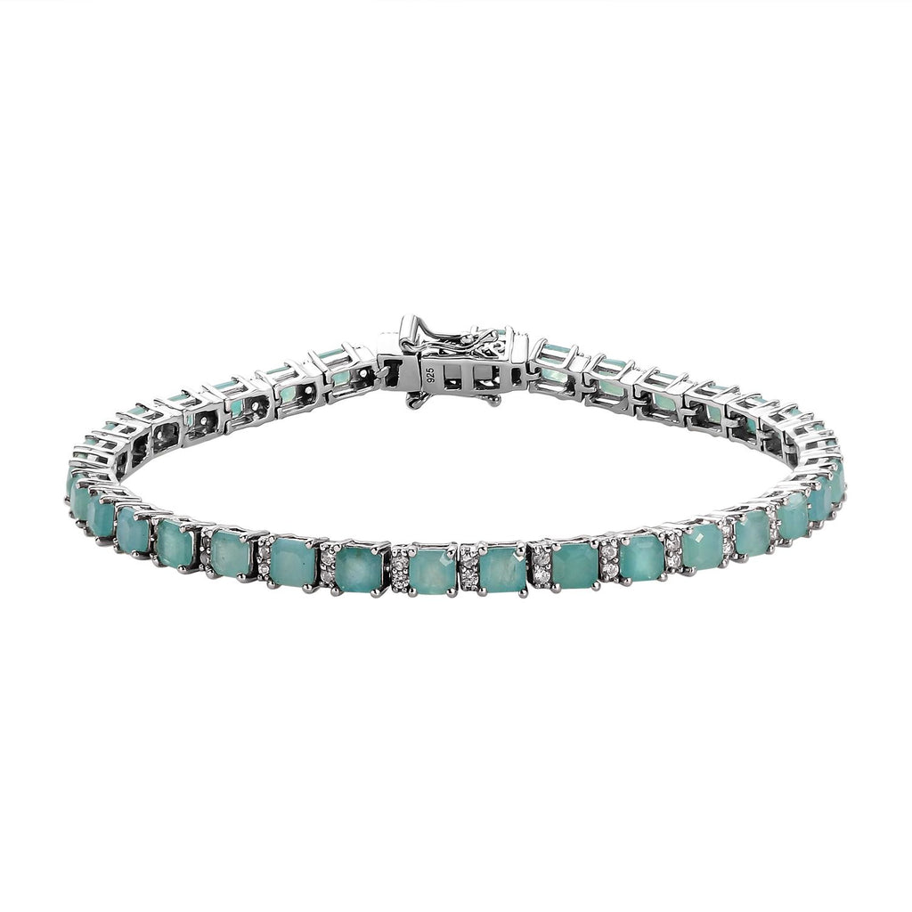 Grandidierit und weißes Zirkon-Armband, ca. 20 cm, 925 Silber platiniert ca. 12,08 ct