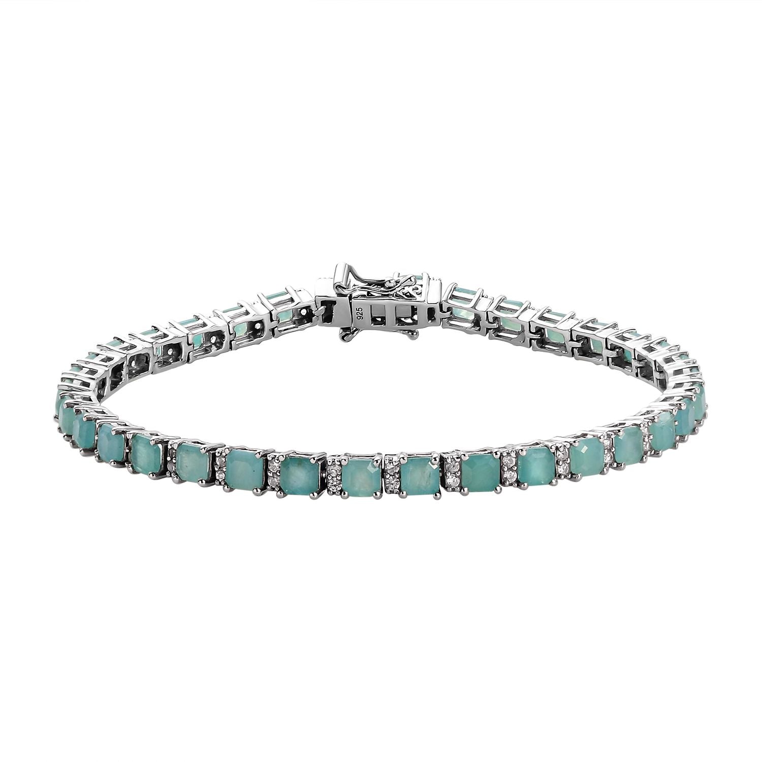 Grandidierit und weißes Zirkon-Armband, ca. 20 cm, 925 Silber platiniert ca. 12,08 ct