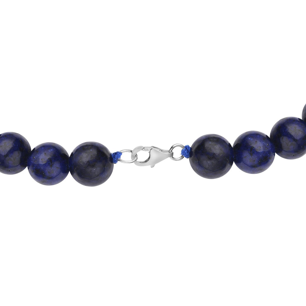 Lapislazuli Halskette, ca. 45 cm, 925 Silber rhodiniert ca. 306,00 ct