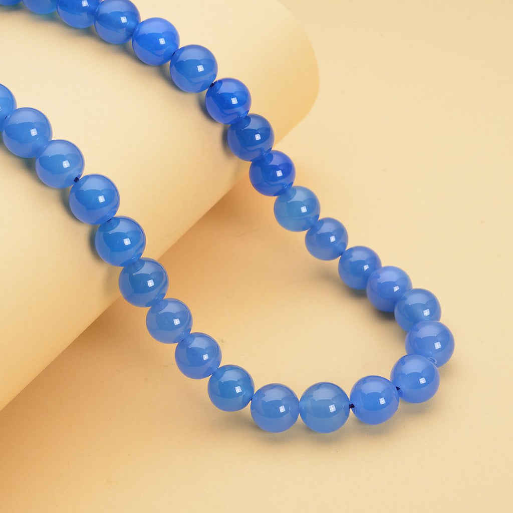 Blaue Achat Halskette, ca. 45 cm, 925 Silber rhodiniert ca. 306,00 ct