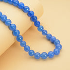 Blaue Achat Halskette, ca. 45 cm, 925 Silber rhodiniert ca. 306,00 ct