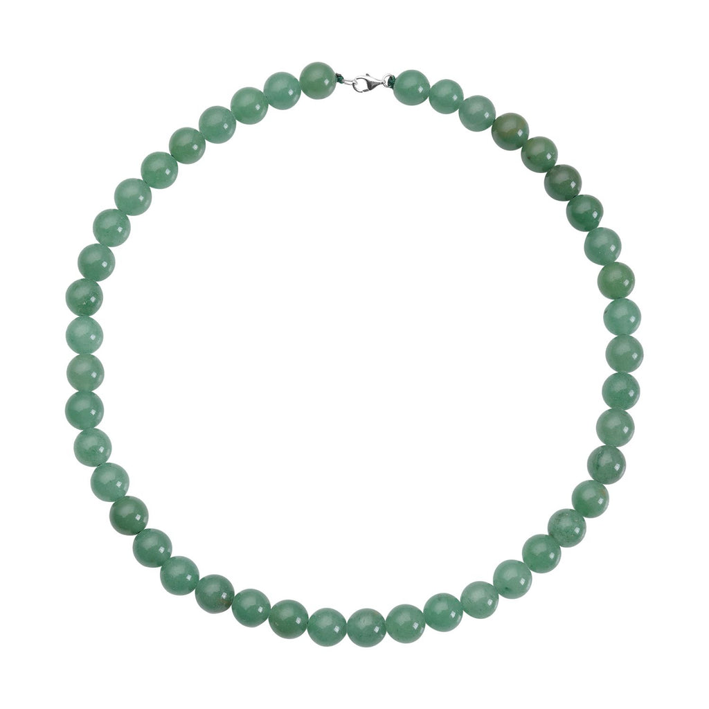 Grüne Aventurin Halskette, ca. 45 cm, 925 Silber rhodiniert ca. 306,00 ct