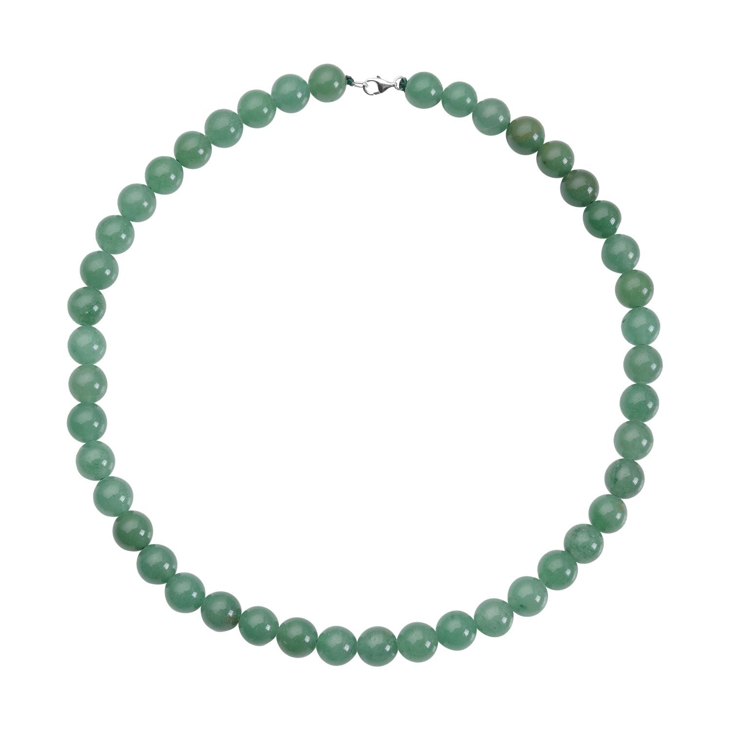 Grüne Aventurin Halskette, ca. 45 cm, 925 Silber rhodiniert ca. 306,00 ct