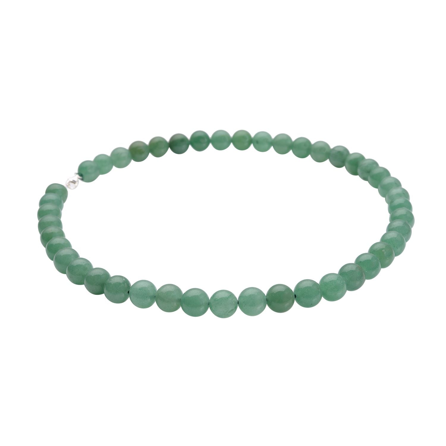 Grüne Aventurin Halskette, ca. 45 cm, 925 Silber rhodiniert ca. 306,00 ct